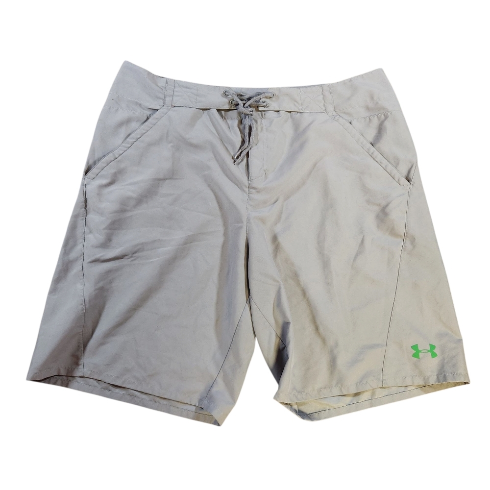 Under Armour Shorts Men's 40 Gray Nylon Heatgear Performance Hybrid Swim Trunks